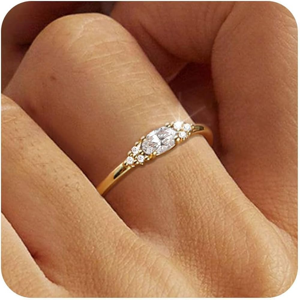 FUNEIA Gold Birthstone Rings for Women Non Tarnish Trendy Stackable Gold Rings that Don't Tarnish... | Amazon (US)