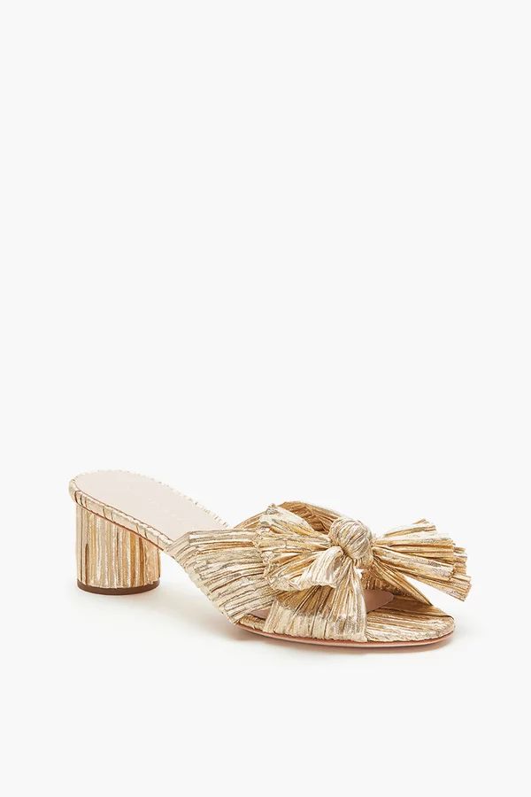 Gold Emilia Pleated Knot Mules | Tuckernuck