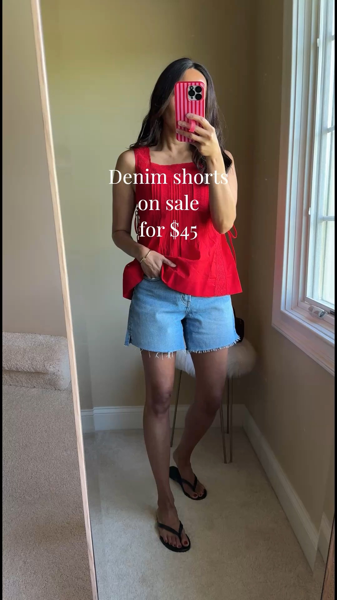 Favorite pieces for a summer outfit. 
- Feminine tank top in easy breezy cotton. Love this red. Also comes in white. True to size. 
- Denim shorts with a good length and comfy fit. I sized up. 
- Classic and chic leather thong sandals. Consider sizing up. 
- Woven bag with the perfect texture for the season. Mini size for everyday essentials. Comes in other colors too. 
- Sunglasses look and feel great. Other colors also available. 
- Gold cuff bangle bracelet. 
- Clean beauty makeup essentials.

#LTKOver40 #LTKootd