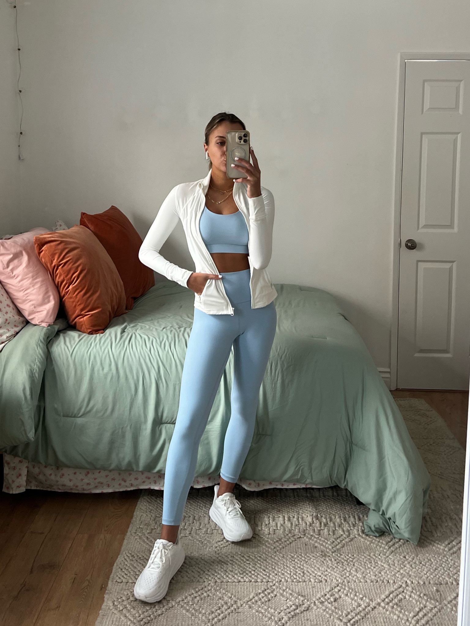 the best Lululemon dupe activewear. use code Q4mckenz15 for 15% off Glowmode. Wearing XS in energy dupe, XS in align legging dupe, XS in define jacket dupe. Hokas on sale  