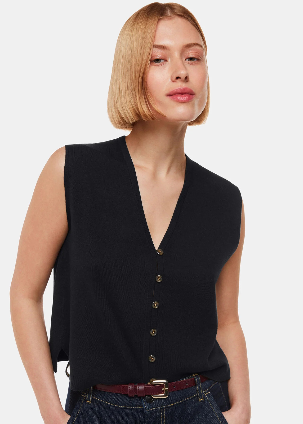 Black Bailey Button Through Tank | WHISTLES | | Whistles