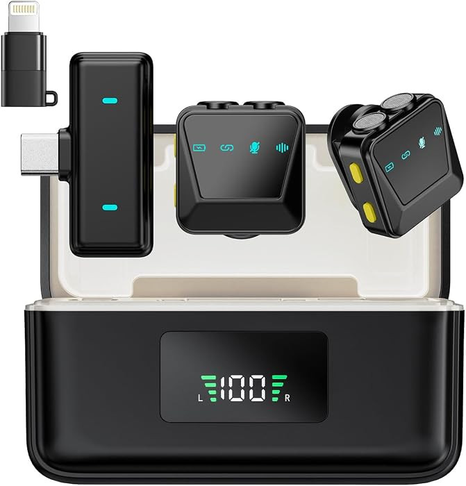 Wireless Lavalier Microphone for iPhone/Android With Charging Case, Intelligent Noise Cancelling,... | Amazon (US)