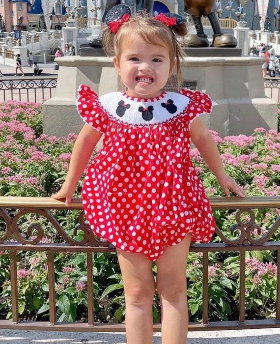 Mouse Ears Smocked Red Romper | Etsy (US)