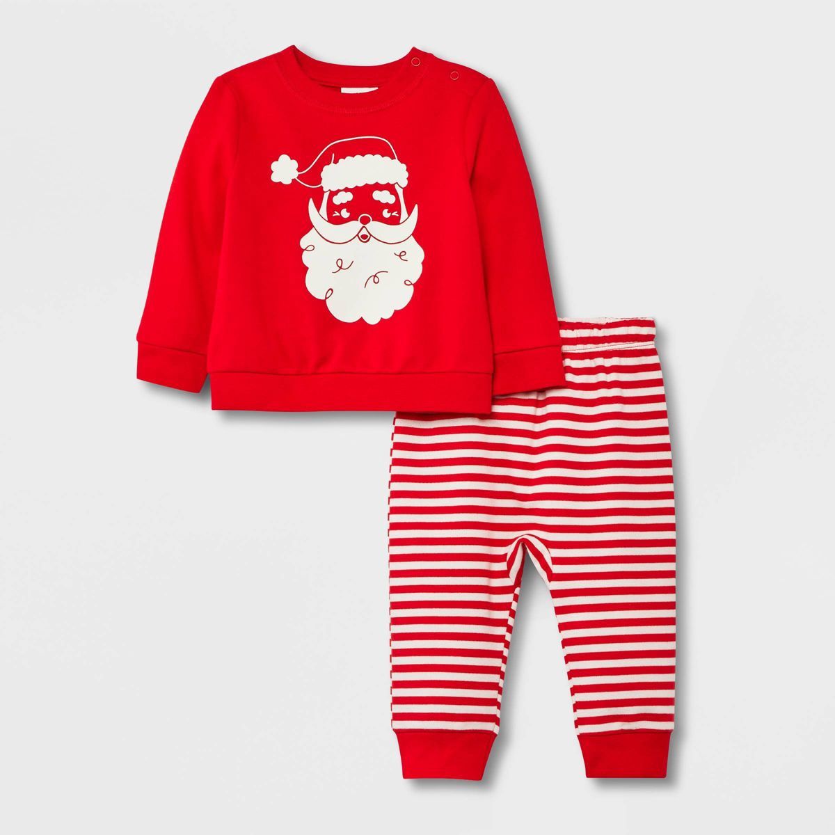 Baby 2pc Santa Fleece Graphic Top & Bottom Set - Cat & Jack™ Red | Target