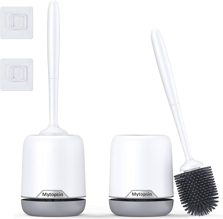Toilet Brush,2 Pack Toilet Bowl Brush and Holder Set with Ventilated Holder,Silicone Toilet Clean... | Amazon (US)