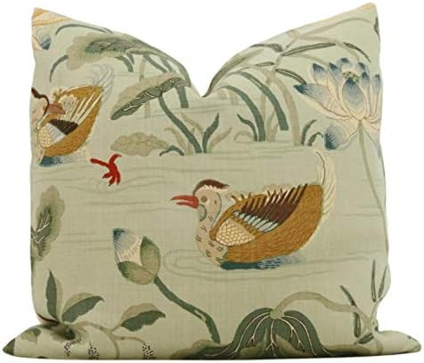 MangGou Flowershave357 Aqua Lotus Garden Decorative Pillow Cover 18x18 Eurosham or Lumbar Pillow Lil | Amazon (US)