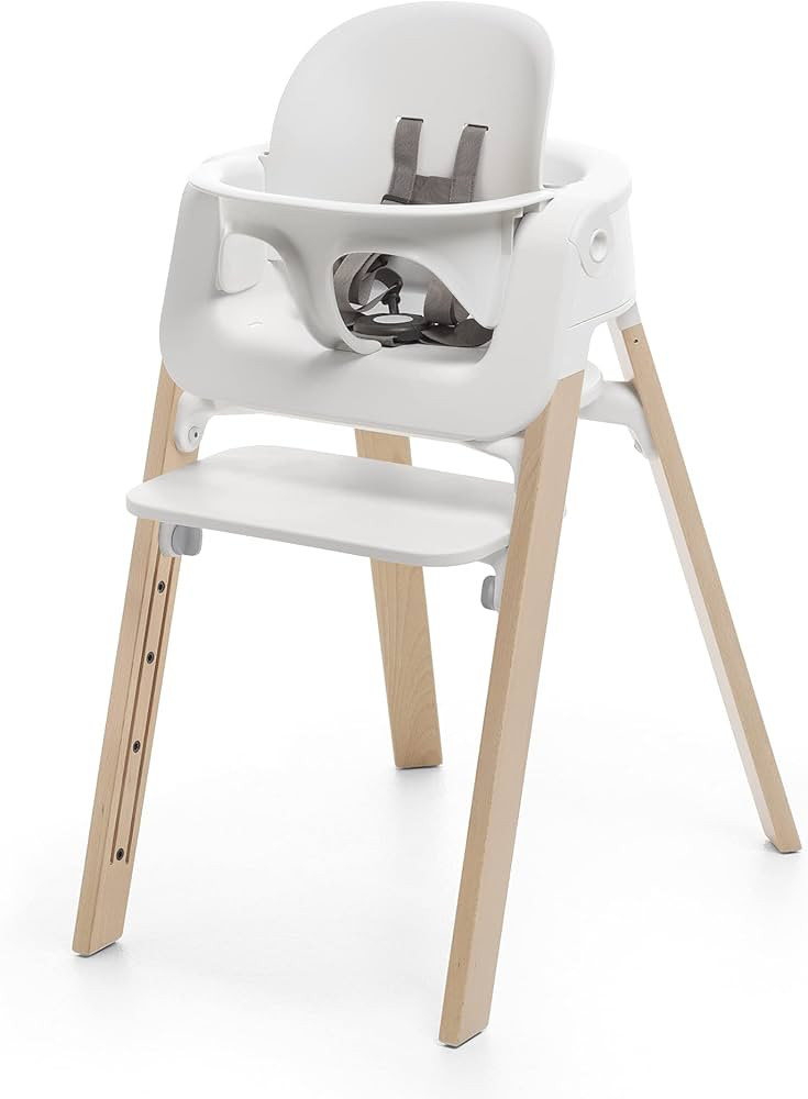 Stokke Steps High Chair - Natural Legs & White Seat - 5-in-1 Seat System - Includes Baby Set - Su... | Amazon (US)