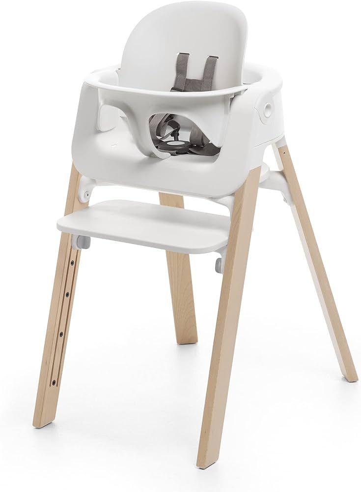 Stokke Steps High Chair - Natural Legs & White Seat - 5-in-1 Seat System - Includes Baby Set - Su... | Amazon (US)