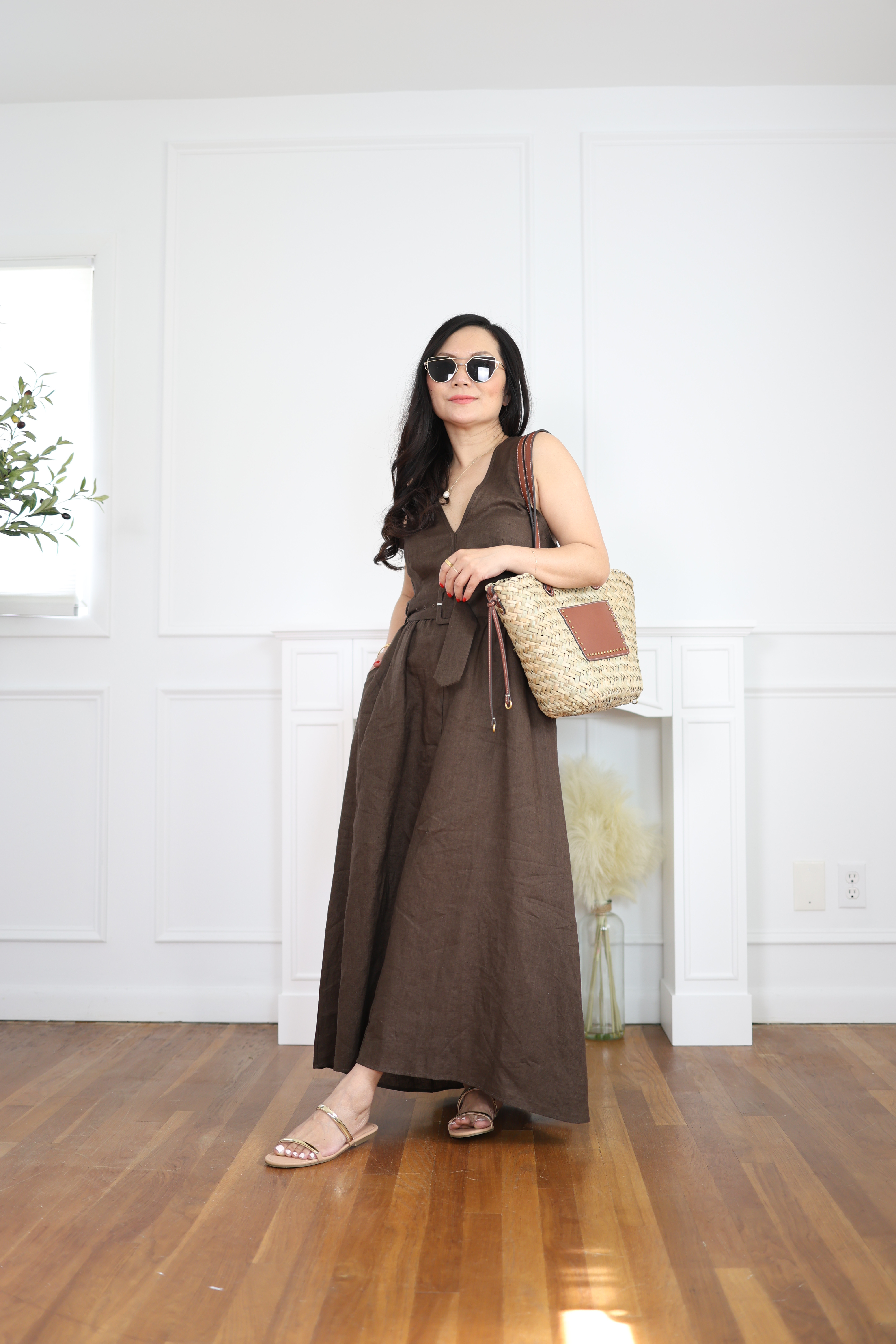 Mango linen dress- love the belt and length. Ankle length on me, but works with flats! 34B chest, wearing S/US4, feel slightly more spacious than I want.  

 #LTKOver40 #LTKPetite #LTKStyleTip