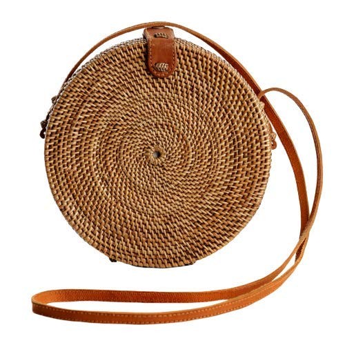 Rattan Bags for Women - Handmade Wicker Woven Purse Handbag Circle Boho Bag Bali | Amazon (US)