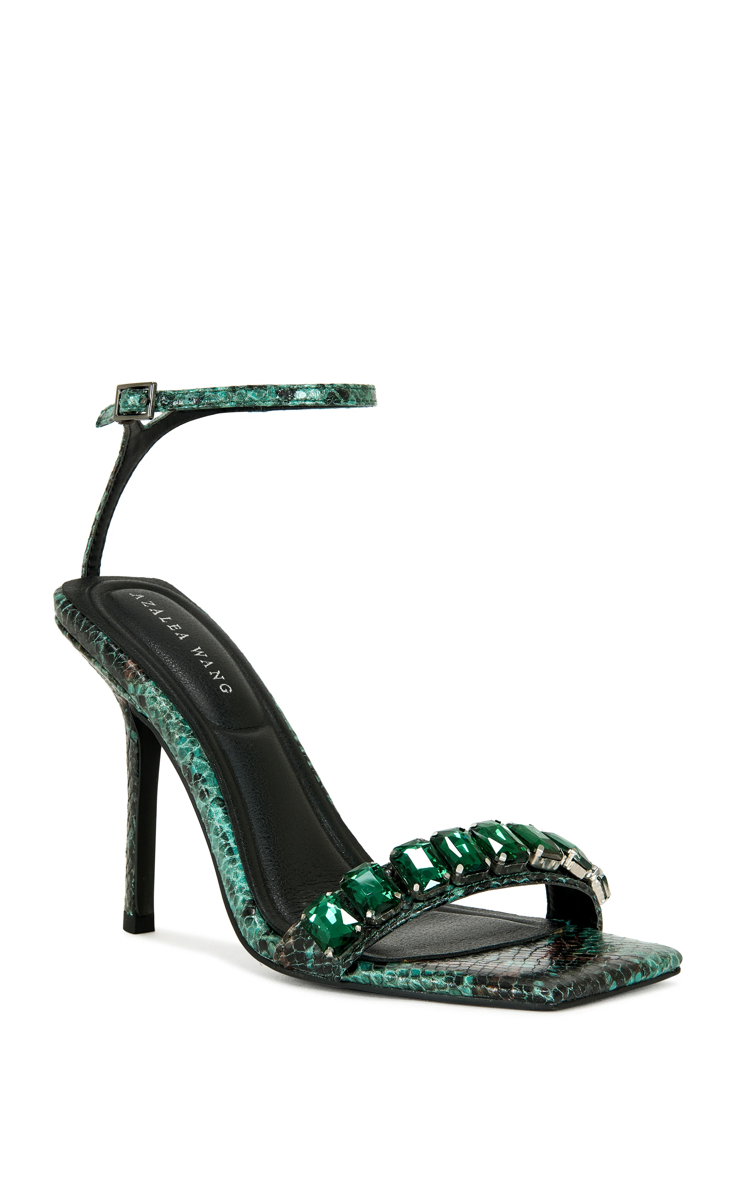 PERIIS-GREEN SNAKE STILETTO SANDAL | Azalea Wang