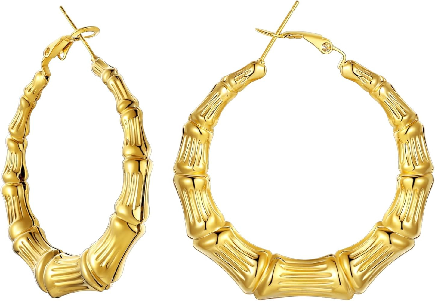 U7 Bamboo Earrings for Women 18K Gold Plated/Stainless Steel/Personalized Black Statement Extra L... | Amazon (US)