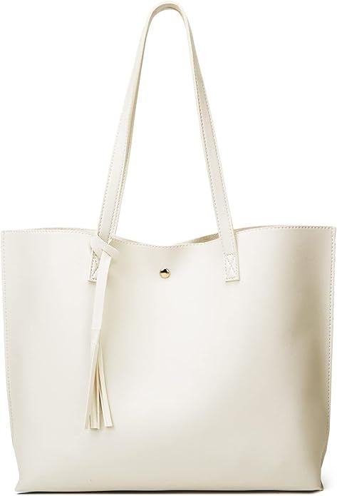 Dreubea Women's Soft Faux Leather Tote Shoulder Bag from, Big Capacity Tassel Handbag | Amazon (US)