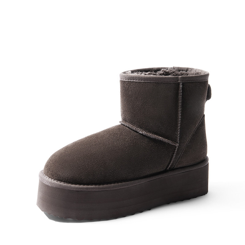 DREAM PAIRS FuzzyClassic Platform Low Boot Genuine Suede Snow Boots | Dream Pairs