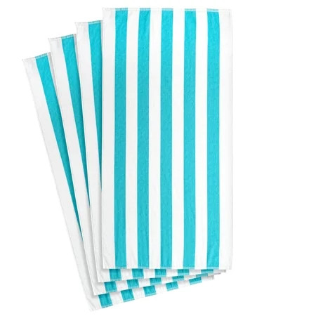 Mainstays Cabana Stripe Beach Towels, 4 Pack, 58 in x 28 in, Teal | Walmart (US)