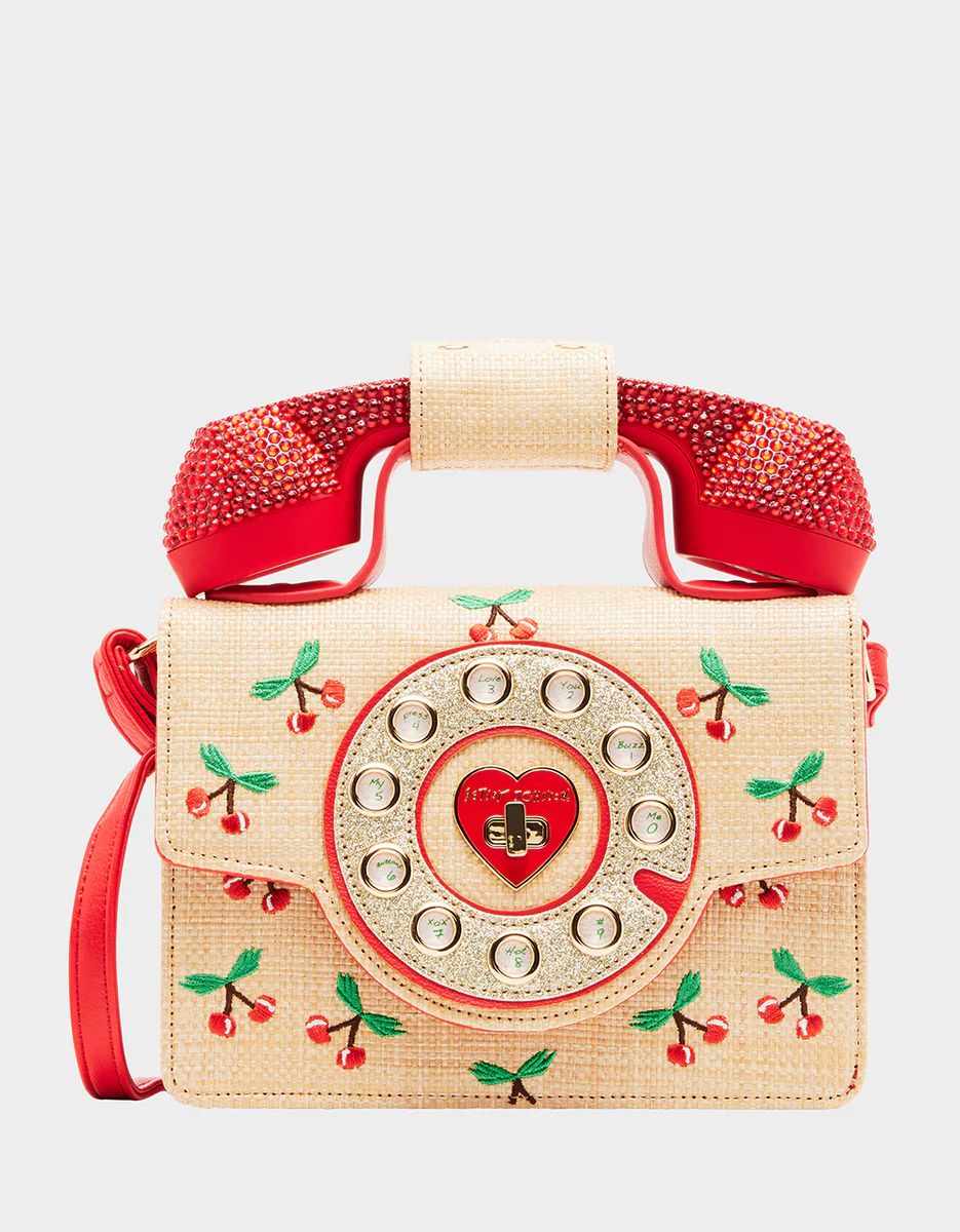 KITSCH CHERRY ON TOP PHONE BAG NATURAL | Betsey Johnson