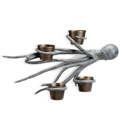 SPI Home Octopus Wall Hanging Planter Holder – Nautical Metal Wall Art with Sculptural Tentacle Design | Target