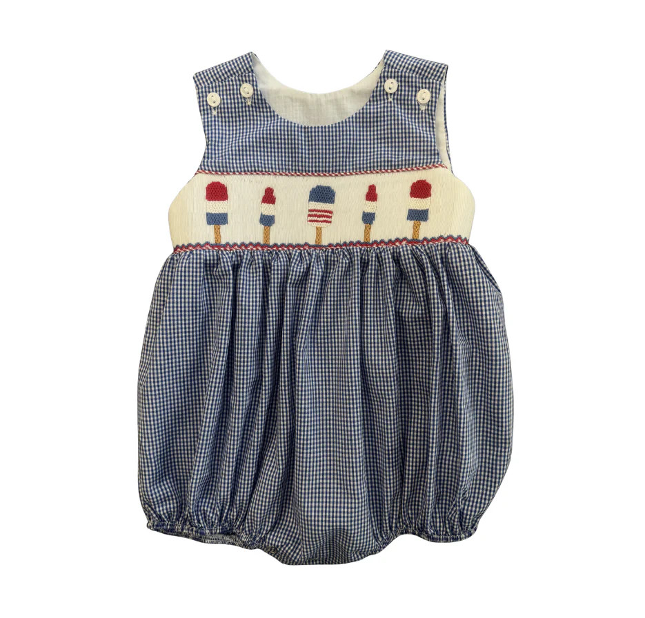 Lulu Bebe Patriotic Popsicles Smocked Bubble | JoJo Mommy