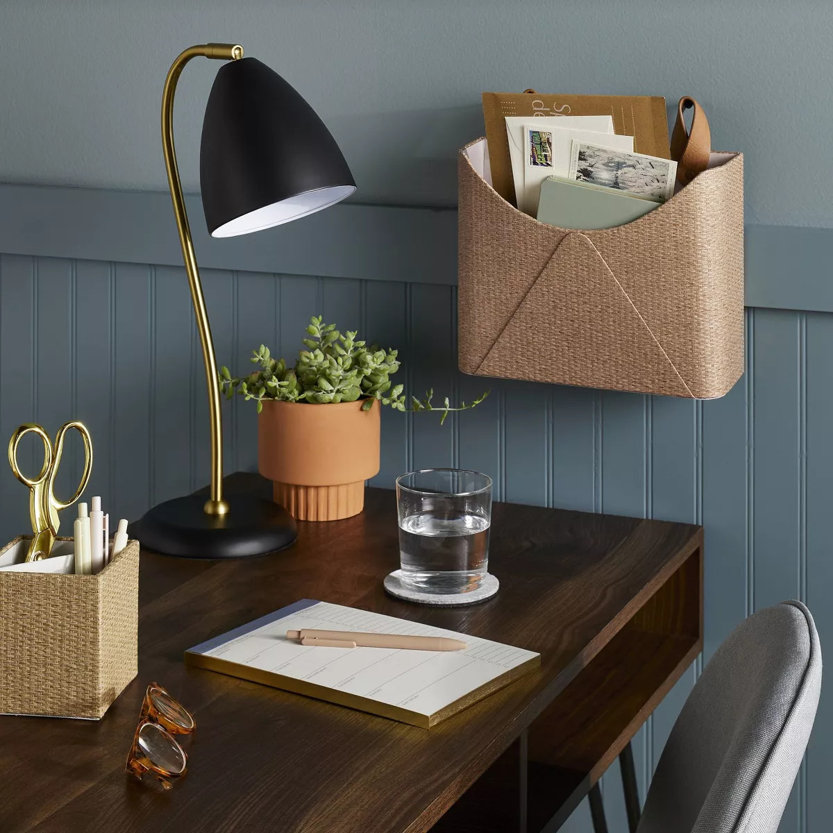 Woven Wall Pocket with Faux Leather Loop Taupe - Threshold™: Wall File & Mail Organizer, Office... | Target