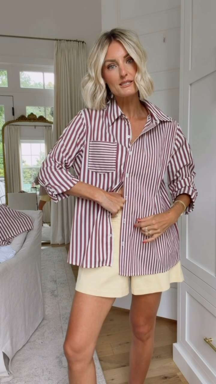 If you're a Florida State fan, this outfit is for you! Love how fun this looks together! Wearing S! Use code BRITTANYXSPANX for 15% off your first order at Spanx!

Loverly Grey, summer outfit, florida state, garnet, striped button down 

 #LTKSeasonal