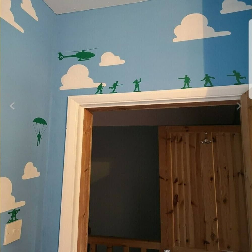 Army Men Wall Stickers Soldier Helicopter for Boy Kids Bedroom Decal Home Decor | Amazon (US)