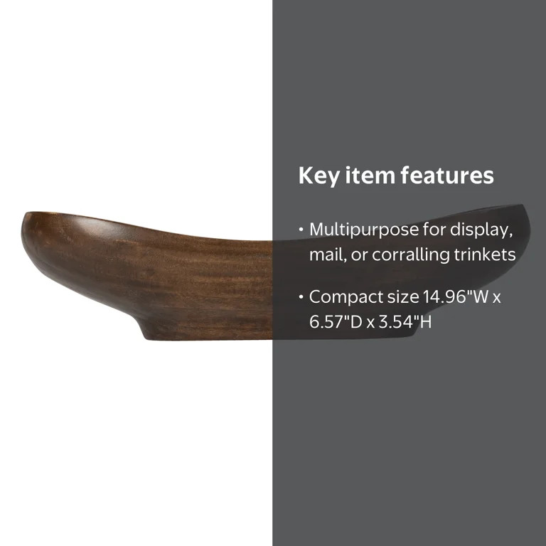 Better Homes & Gardens Carved Wood Decorative Bowl, Walnut Finish | Walmart (US)