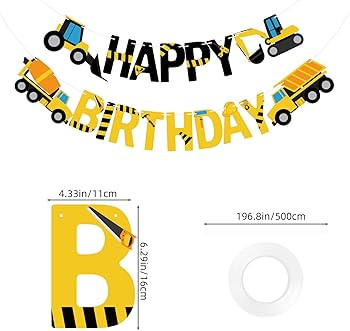 Happy Birthday Banner Construction Party Decorations Construction Birthday Party Supplies for Boy... | Amazon (US)