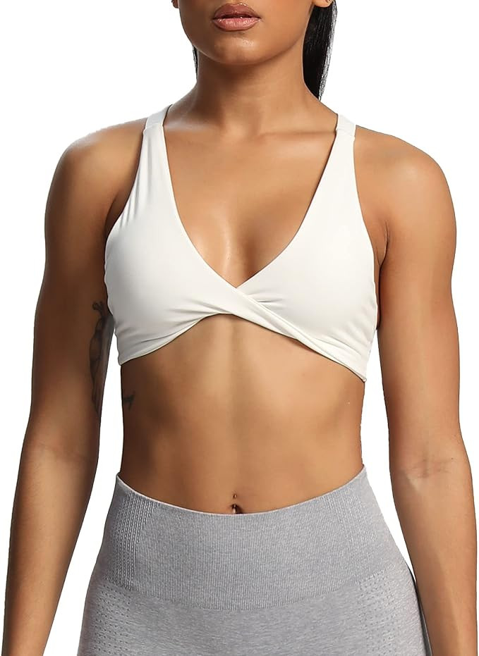 Aoxjox Women's Workout Sports Bras Fitness Backless Padded Satara Low Impact Bra Yoga Crop Tank T... | Amazon (US)