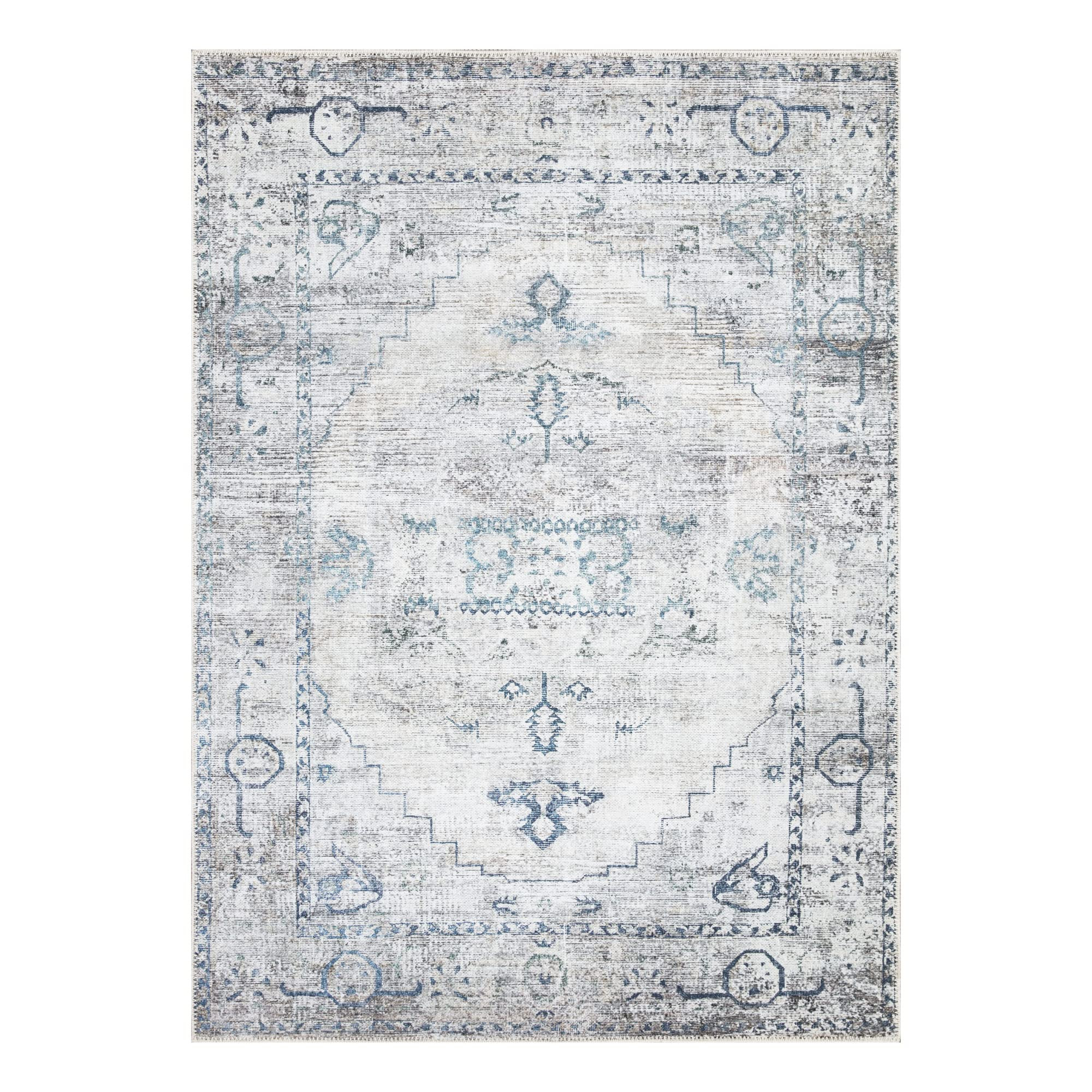 Bloom Rugs Washable Non-Slip 8' x 10' Rug - Teal/Beige Traditional Area Rug for Living Room, Bedroom, Dining Room, and Kitchen - Exact Size: 8' x 10' | Amazon (US)