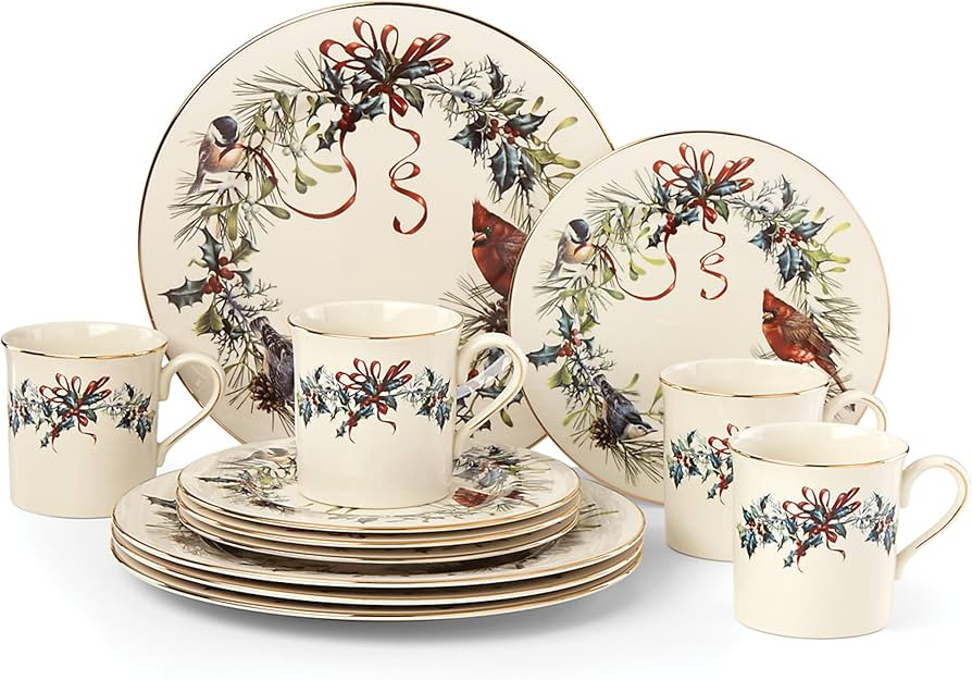 Lenox 6122055 Winter Greetings 12-Piece Dinnerware Set | Amazon (US)