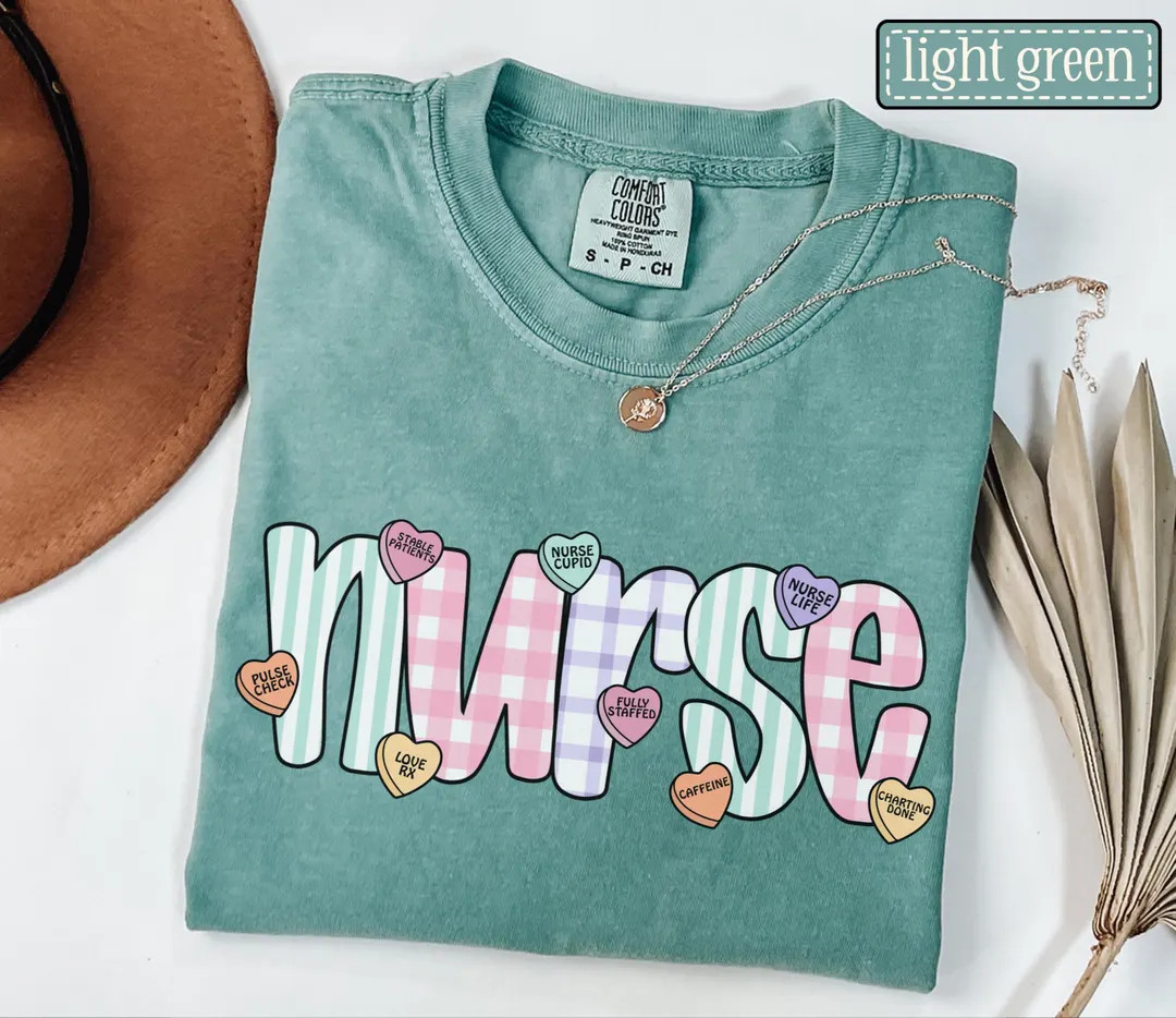 Comfort Colors Nurse Valentine's Day Candy Heart Shirt • Registered Nurse Vday Work Tshirt • ... | Etsy (US)