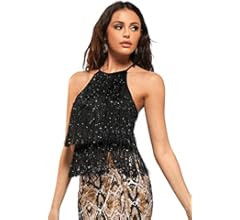 Women's Fringe Sleeveless Boho Tassel Tank Top Slim Fit Cami Halter Tops | Amazon (US)