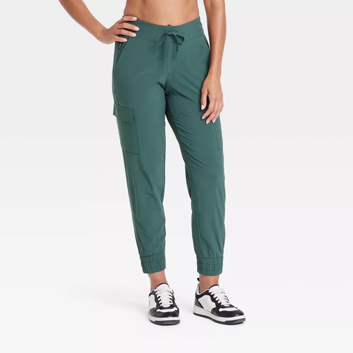 Women's Active Light Mid-Rise Cargo Joggers - All In Motion™ Forest Green XS | Target