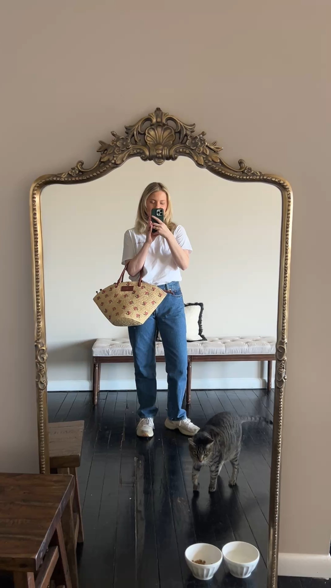 Jeans and white tee outfit, casual chic style, vacation outfit, weekend style, everyday outfit inspo, basket bag, chic sneakers

#LTKShoeCrush #LTKItBag #LTKTravel