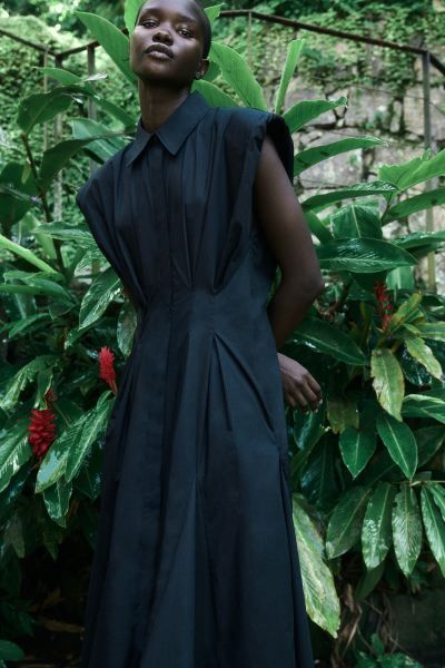 Shirt Dress with Tapered Waist - Black - Ladies | H&M US | H&M (US + CA)