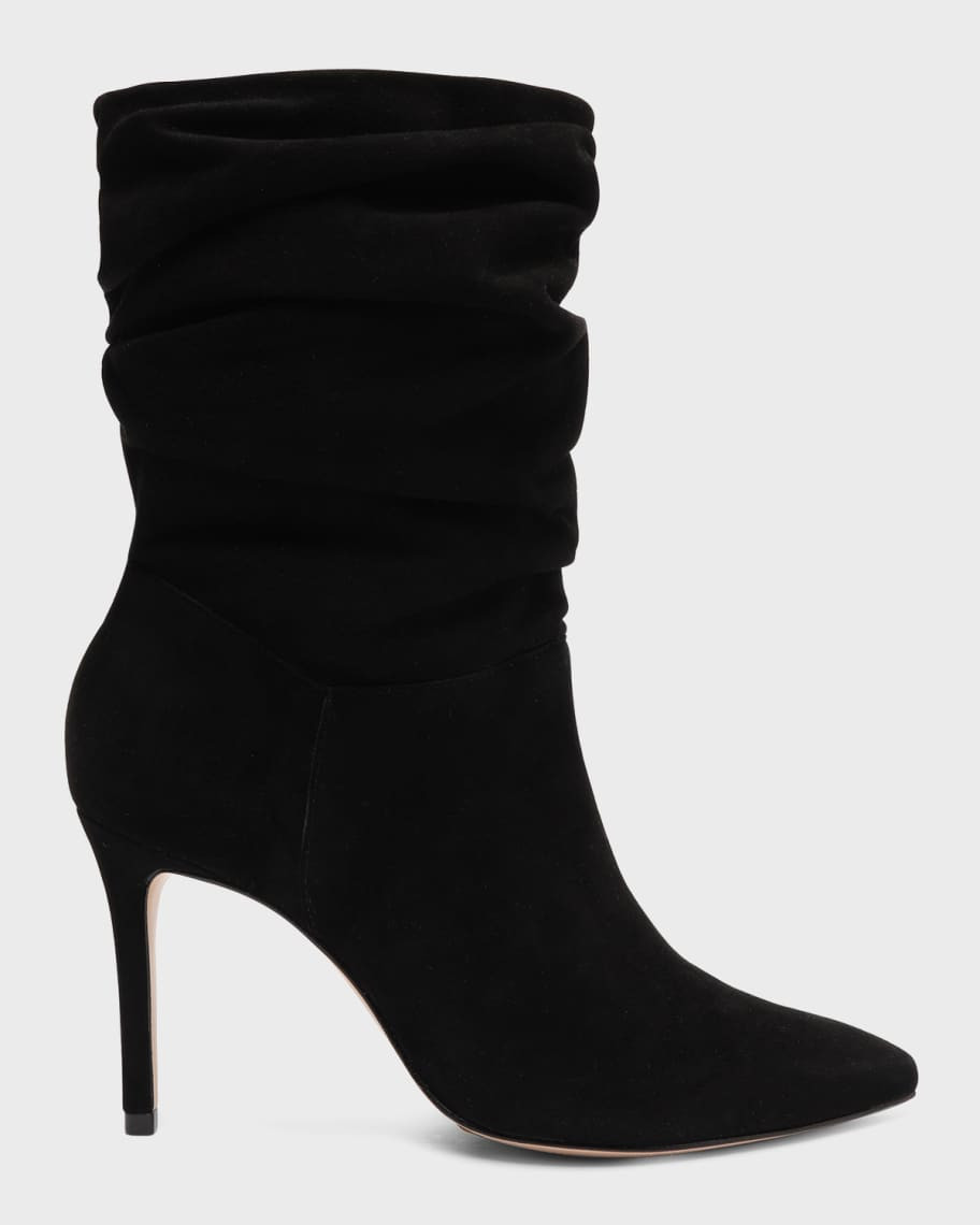 Schutz Ashlee Ruched Suede Stiletto Boots | Neiman Marcus