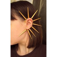Large Spiked Ear Cuff, Goddess Wrap, Modern Urban Cyberpunk Earrings, Non Pierced Mens Jewelry, Statement Gold Cuffs, No Hole Needed | Etsy (US)