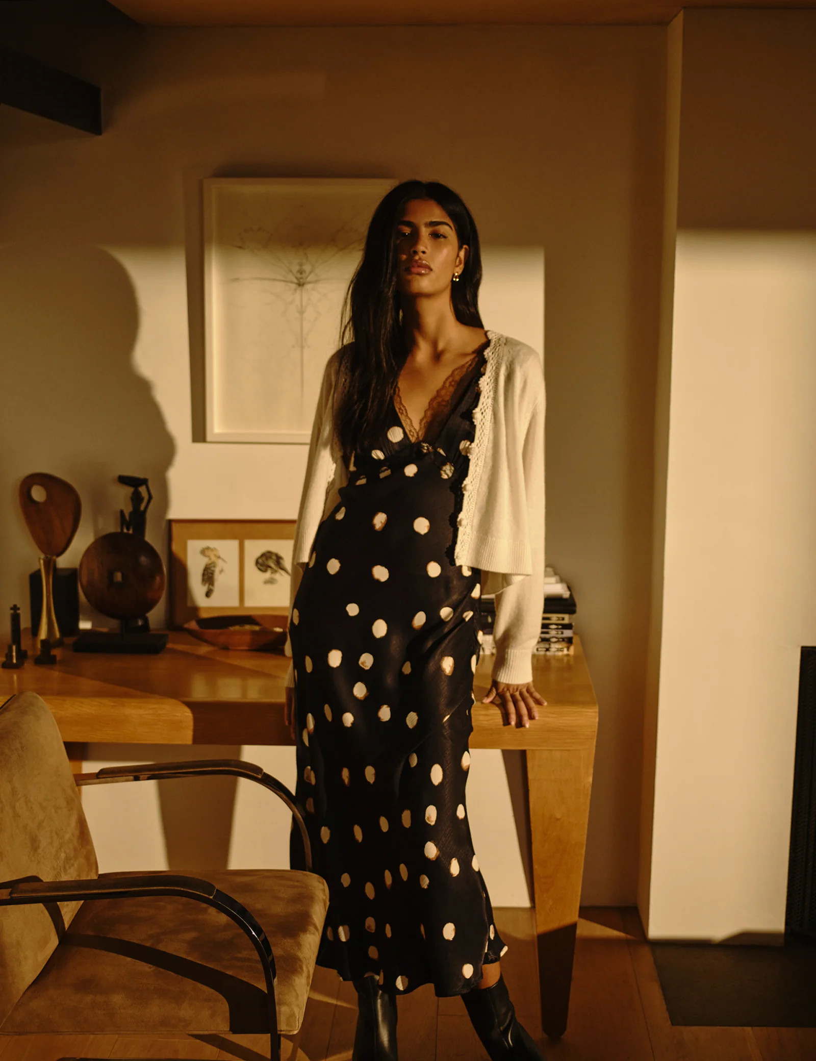 Black Polka Dot Ria Midi Dress | Nobody's Child