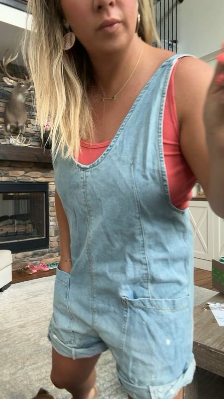 My favorite outfit to throw on and go! These shortalls are so dang cute and perfectly oversized. Wearing a small. 

Mom style. Mom outfit . Free people inspired. Amazon fashion. Baseball mom. Travel sports. Sports mama. Sports mom. 

#LTKVideo #LTKActive #LTKFindsUnder50