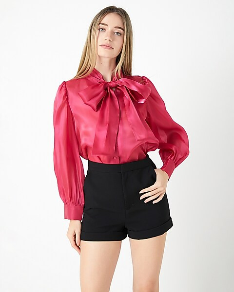 Endless Rose Long Sleeve Organza Bow Top | Express