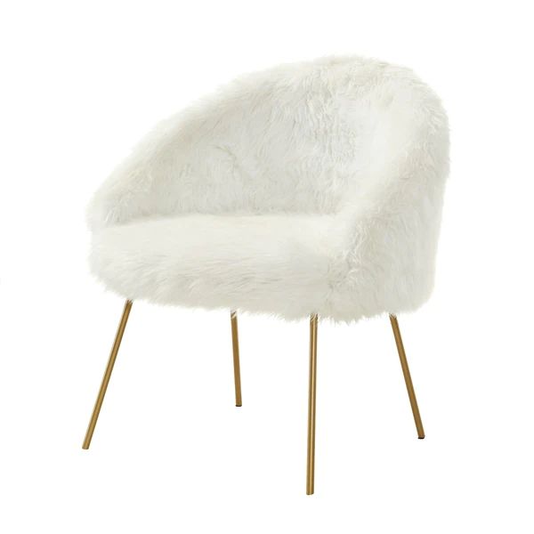 Belle White Faux-Fur Accent Chair with Metal legs - White | Bed Bath & Beyond