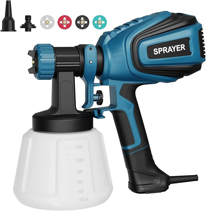 Paint Sprayer, 700W HVLP Spray Gun with Cleaning & Blowing Joints, 4 Nozzles and 3 Patterns, Easy... | Amazon (US)