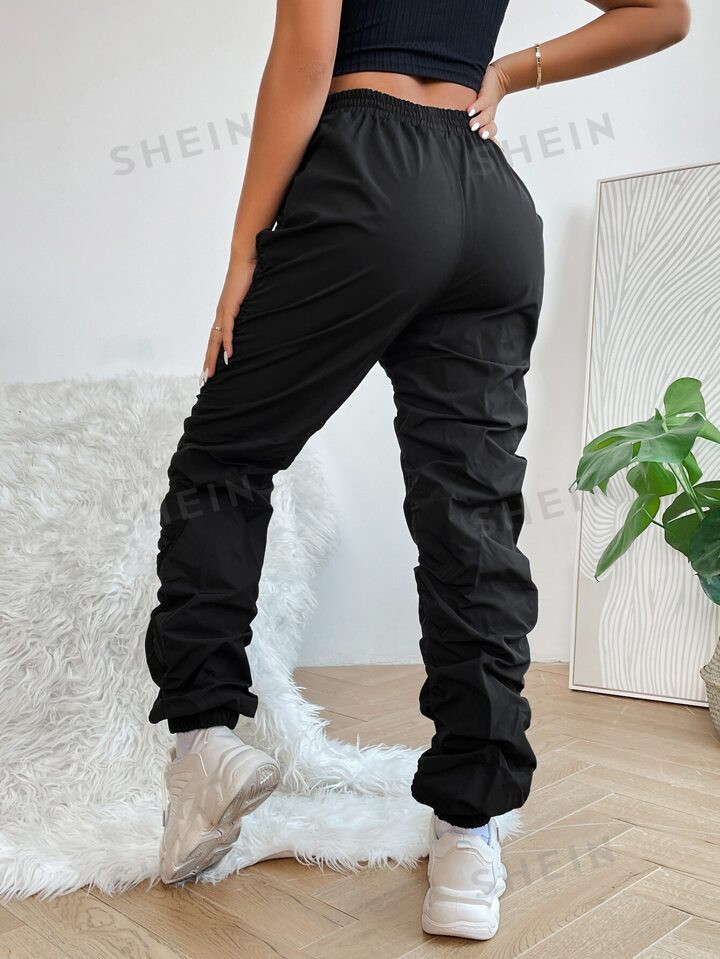 SHEIN PETITE Elastic Waist Ruched Summer Pants | SHEIN