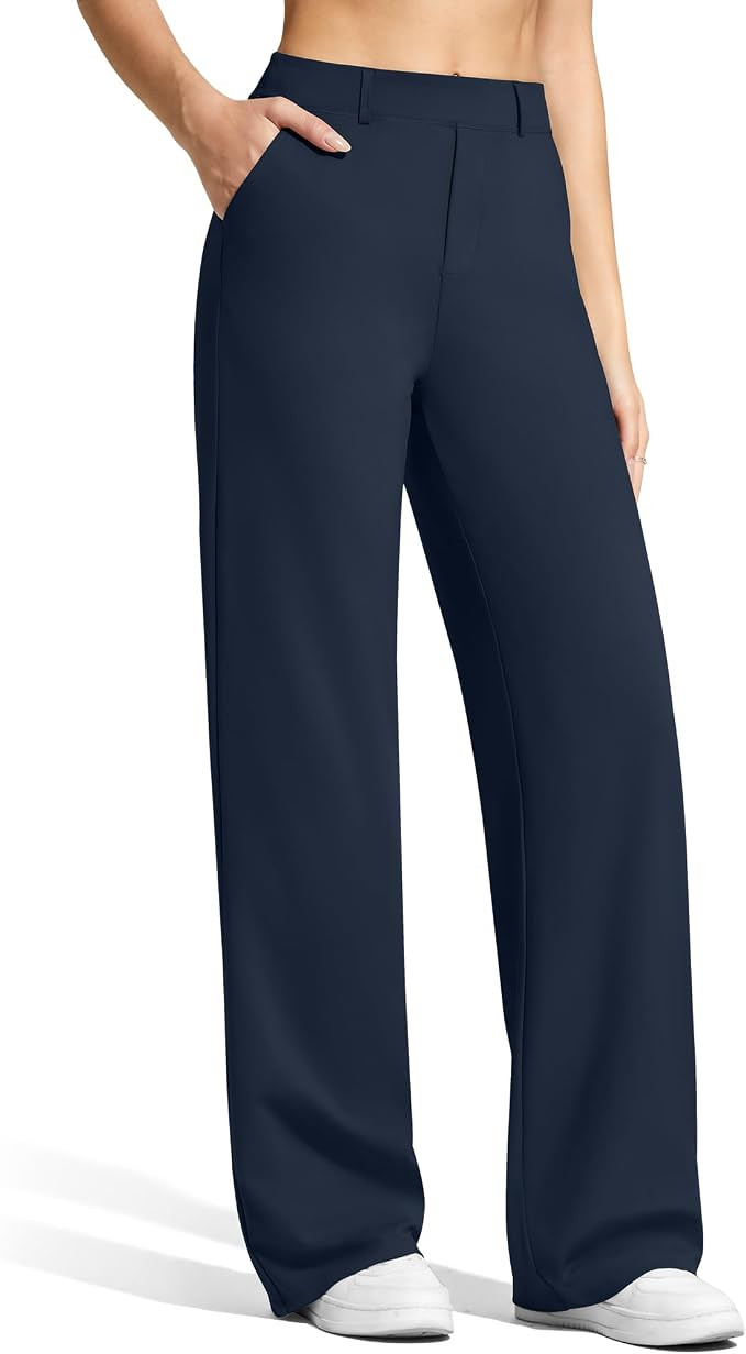 G4Free EverGoing Women's Wide Leg Dress Pants with Pockets Belt Loops | Moisture Wicking, Soft Co... | Amazon (US)
