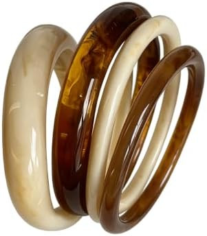 Acrylic Bangles Bracelets for Women, Irregular Acrylic Resin Chunky Bracelets Geometric Fashions ... | Amazon (US)