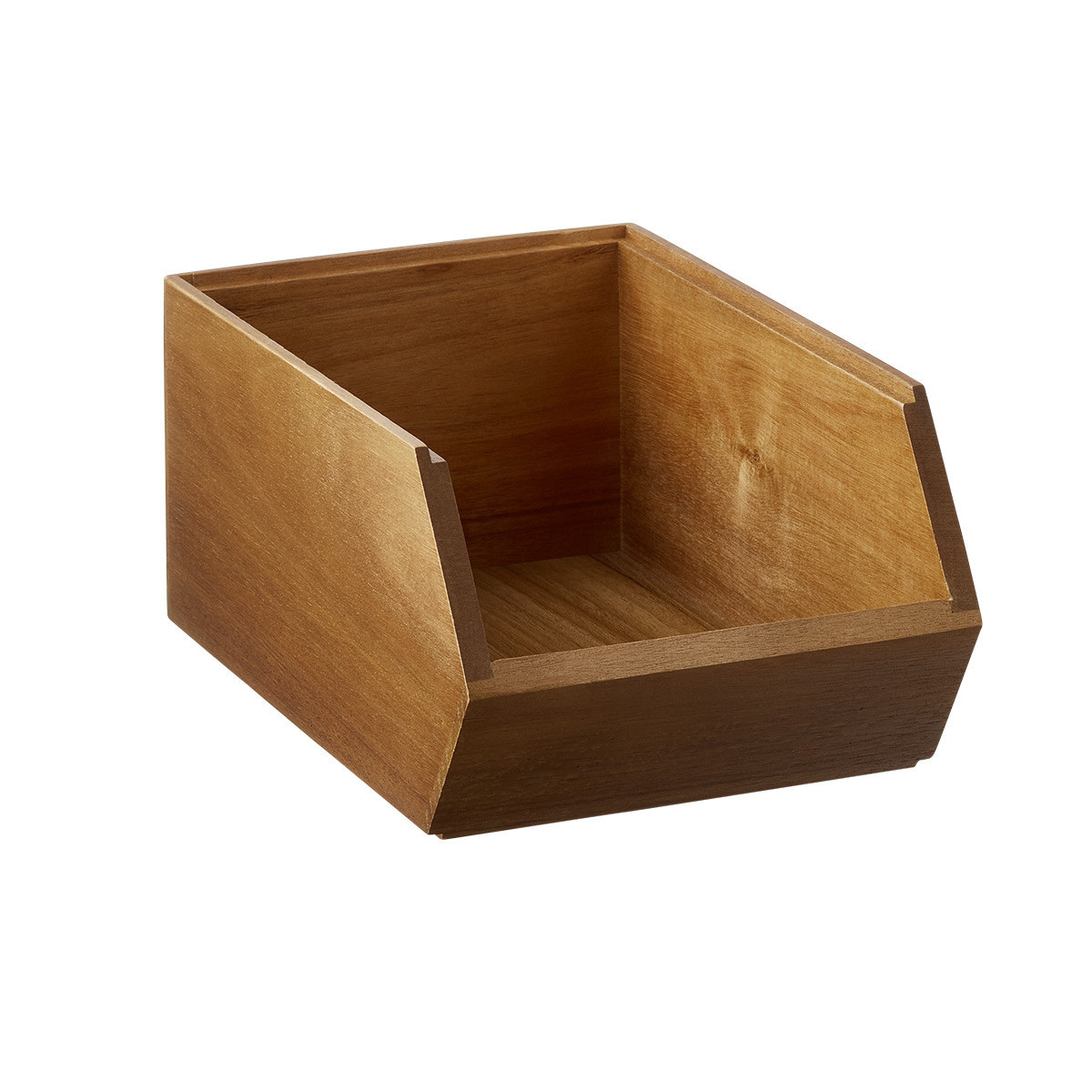 Rowan Narrow Acacia Stacking Bin | The Container Store