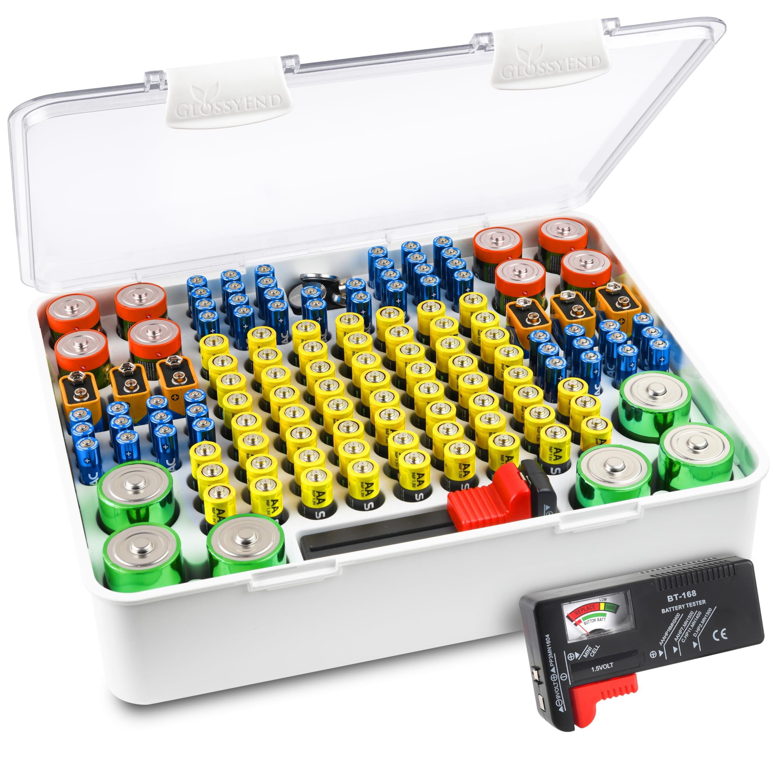 140 Slot Multi Battery Storage Box, Battery Storage Case, Battery Holder with Tester, Stores: 56 ... | Amazon (US)