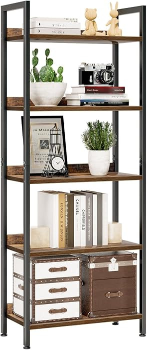 NUMENN Bookshelf, 5 Tier Bookshelves, Home Office Bookcase Shelf Storage Organizer, Free Standing... | Amazon (US)