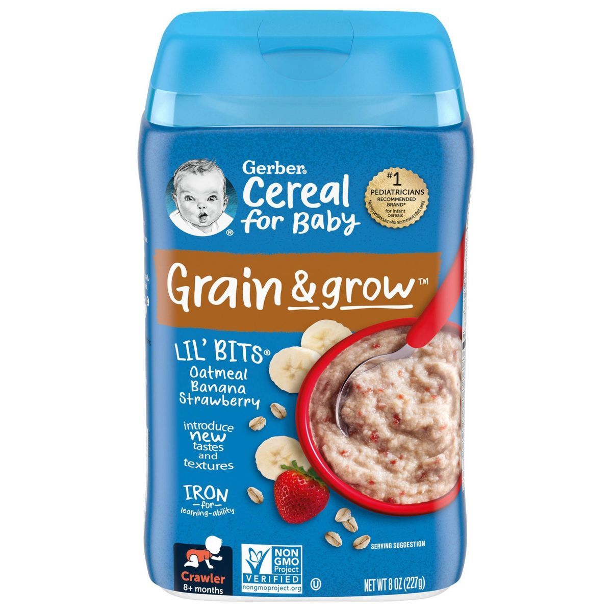 Gerber Lil' Bits Oatmeal Banana Strawberry Baby Cereal - 8oz | Target