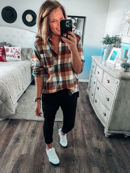 Flannel plaid shirt from Target styled with extremely soft joggers also from Target. Puma Cali sneakers from Amazon 

Casual outfit, target fashion, target finds, weekend outfit, fall outfits, fall fashion, comfy outfit, sneakers, joggers, flannel shirt

#LTKshoecrush #LTKsalealert #LTKunder50